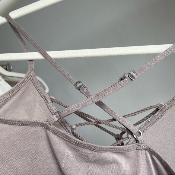 A&F Lace Up Front Crisscross Back Pewter Gray Camisole Top - Picture 5 of 9